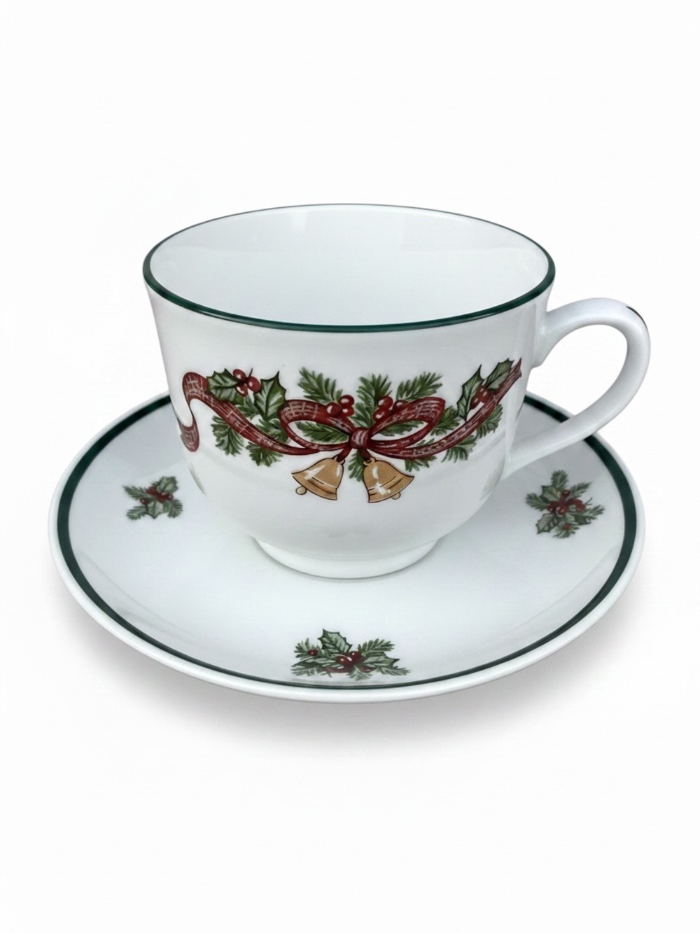 Johnson Brothers Victorian Christmas Holiday Bell Footed Cup & Saucer Set